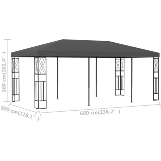 vidaXL Pavillon 6 x 3 m Grau