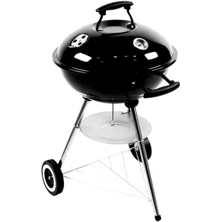Kugelgrill Holzkohlegrill Picknickgrill Edelstahl Kleiner Grill mit Deckel und Rädern 47x49x80cm