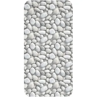 OnlyWow Badematte Steine - Grau - Oval Badteppich 60x120 cm , Hellgrau , Textil , Füllung: Polyurethan (Pur) , Rechteckig , 60x120 cm , Heimtextilien, Badtextilien, Badematten