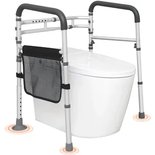 Vevor Toiletten Aufstehhilfe Toilettensitzerhöhung Armlehne 44–59/62-77 cm Einstellbar, 136 kg Tragfähigkeit Robust WC Aufstehhilfe Toiletten Haltegriffe Toilettensitzerhöhung WC Haltegriff