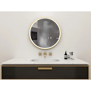 Runder Spiegel - Gold - 30W Heizfunktion, 60 cm Durchmesser - Gold