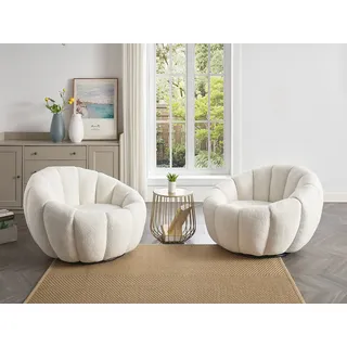 Drehsessel muschelförmig - Bouclé-Stoff - Weiß - COSSATO