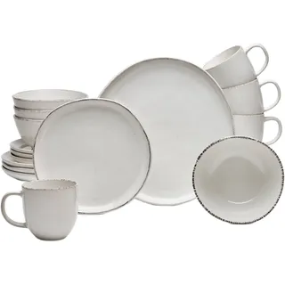 Kombiservice VAN WELL "Geschirr-Set Urban, 16-teilig", beige (creme), 16 Stk., Steinzeug, Geschirr-Sets, Kombiservice, rund, spülmaschinen- und mikrowellengeeignet