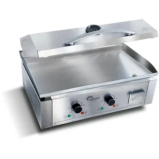 LITTLE BALANCE 8473 Aquitaine Pro Plus, elektrische Grillplatte, 2 Kochzonen, Deckel, 3500 W, hergestellt in Frankreich, komplett Edelstahl