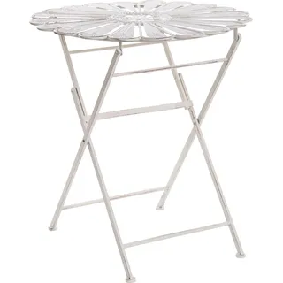 BELIANI Balkontisch Cremeweiß Eisen ø 70 cm Rund Antik-Optik Pfauen-Design Französisch Romantisch Verschnörkelt für 2 Personen Garten Outdoor Terrasse - Weiß