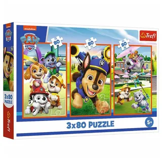 Trefl Trefl: Pfotenstarke Truppe – Puzzle mit 3 x 80 Teilen