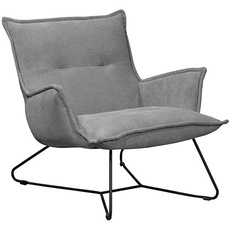 Stella Trading VICO Sessel mit Armlehnen, Dunkelgrau - Bequemer Wohnzimmer Fernsehsessel Relaxsessel mit schwarzem Metallgestell - 82 x 76 x 86 cm (B/H/T)