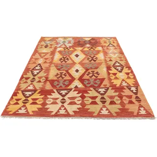 morgenland Wollteppich »Kelim - Oriental - 200 x 145 cm - rost«, rechteckig, 6 mm Höhe, Wohnzimmer, Einzelstück, braun