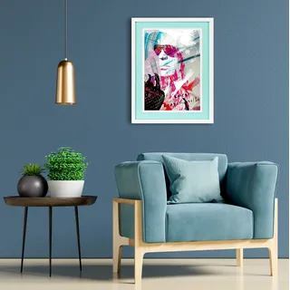 queence Bild mit Rahmen »Karl Lagerferld« Bilder von Männern   Fashion   Gesicht   Mann   Mode 1 Stk. tlg. Poster mit buntem Acrylglas Passepartout, blau