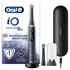 Oral-B iO 9N Elektrische Zahnbürste, schwarz, mit Bluetooth, 2 Bürsten, 1 Reise-Ladegerät