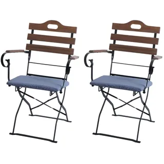 Mendler Biergartenstuhl HWC-J40 Klappstuhl 2er-Set 0 x 0 x 0 cm hellbraun/blau