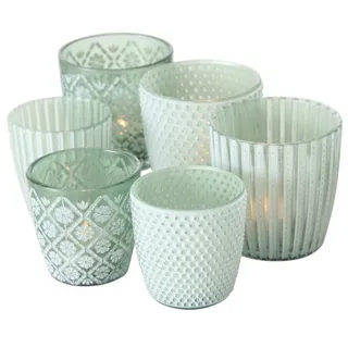 Boltze Windlicht Patty Grün Höhe 7-9cm Teelichthalter Kerze Skandinavisch