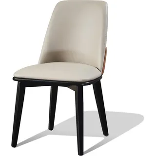 Stuhl Set Sitz Polster Garnitur Esszimmer Stühle Lehn Leder Holz Modern 1x Neu - Weiß