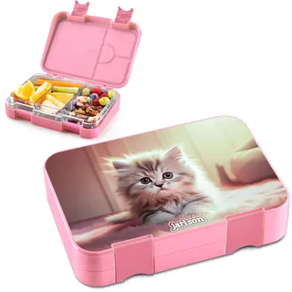 Jarlson® Brotdose Kinder mit Fächern - TONI Lunchbox - Bento Box auslaufsicher – Jausenbox für Kindergarten und Schule - Mädchen und Jungen | Vesperbox | Snackbox (KATZE 2.0)