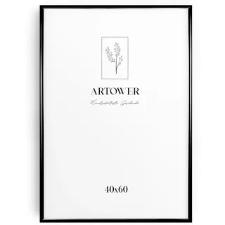 Artower® Bilderrahmen Schwarz Metall Dünner Rahmen für 40 x 60 cm | Posterrahmen Groß Collage | Picture Frame Metal 40x60 cm | Aluminium Schmal Bilderrahmen | Black Poster Rahmen