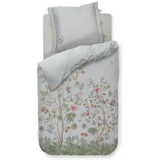 Pip Studio Bettwäsche Il Paradiso Hellblau Perkal Bäume Blüten Sträucher Schmetterlinge Vögel Früchte, Größe:155 cm x 220 cm