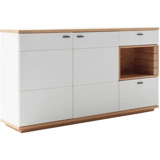Novel Sideboard , Weiß, Wildeiche , Metall , Wildeiche , furniert , 2 Fächer , 2 Schubladen , 180x100x44 cm , Typenauswahl, stehend , Wohnzimmer, Wohnwände, Wohnwand-Serien