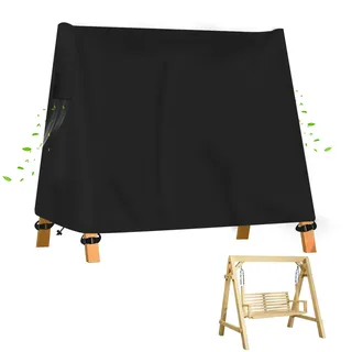 A-Rahmen-Schaukelabdeckung Schwerlast 600D Oxford Wasserdicht, Winddicht, UV-Beständiges Spitzdach Hollywoodschaukel Abdeckung mit Fluoreszierender Griff ,Schwarz (200*140*180CM)