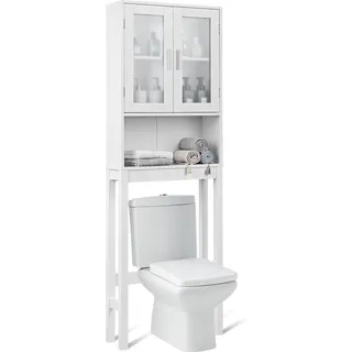 Badkamerrek van hout, plank, weiß, mit WC - Weiß