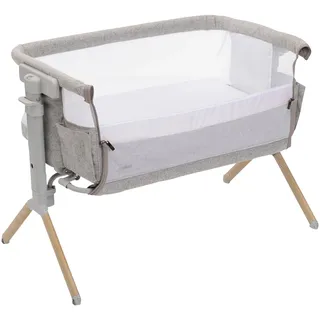 Chicco Next2Me Armonia Baby Beistellbett, aufklappbare Seitengitter, 11 Höhenstufen, höhenverstellbar von 66 bis 83 cm, 4 Rollen, hervorragende Luftzirkulation, hellgrau meliert