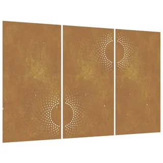 vidaXL 3-tlg. Garten-Wanddeko 105x55 cm Cortenstahl Sonnen-Design