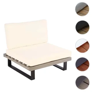 Lounge-Sessel HWC-H54, Garten-Sessel, Spun Poly Akazie Holz MVG-zertifiziert Aluminium ~ grau, Polst