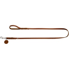 Bild von SOLID EDUCATION Hundeführleine, Leder, geflochten, robust, weich, Handschlaufe, 1.1 x 200 cm, cognac