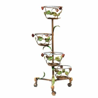 Blumenständer Übertopf Pflanze-Halter A 4 Plätze Hoch Schmiedeeisen Bunt Möbel