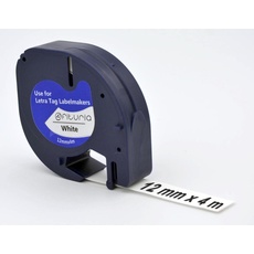 OFITURIA® LT-100H Etikettenband für Ersatzteile, kompatibel mit Kunststoff, 12 x 4 mm, schwarz auf weißem Hintergrund, 5 Stück