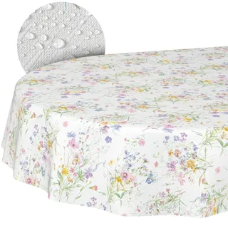 ANRO Wachstuchtischdecke Oval 240 x 140 cm Blüten