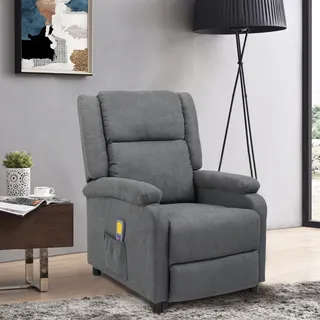 FCH Massagesessel,Fernsehsessel Ruhesessel mit Massagefunktion, Wärmefunktion, manuell verstellbar, Grau - Grau