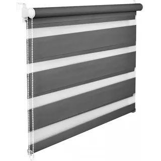 Doppelrollo Duorollo 80 cm breit 200 cm lang grafit inkl. Seilzug Fensterrollo Klemmrollo Jalousie - Grau