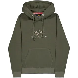 Alpha Industries Damen Basic BL Mirror Leo Hoodie, Dark Olive, XS
