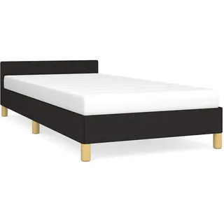 vidaXL Bett mit Kopfteil, 100/200 cm, 25 cm Hoch, aus Stoff, in Schwarz , Textil , Schlafzimmer, Betten