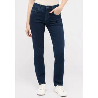 Straight-Jeans ANGELS "DOLLY", Damen, Gr. 42, Länge 28, blau (schwarz indigo), Denim/Jeans, Obermaterial: 92% Baumwolle, 8% Elasthan, straight fit, Jeans Straight-Jeans, mit Stretch