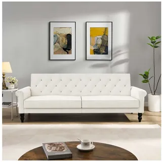 dorel home 3-Sitzer »Tyne« Schlafsofa 222 cm, Bettfunktion (110/190cm), pflegeleichter Velours, beige