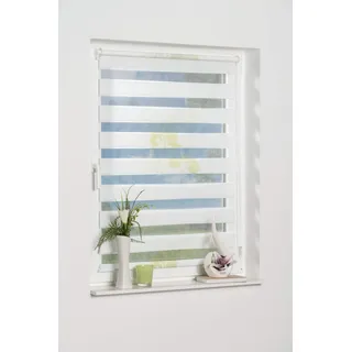 K-Home Klemmfix Doppelrollo Denia ohne Bohren Grün 50 x 200 cm (B x L) Design:Blume