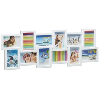 Relaxdays Bilderrahmen , Weiß , Kunststoff, Wellpappe , 81x30x2 cm , Bilder & Rahmen, Bilderrahmen, Bilderrahmen-Collagen