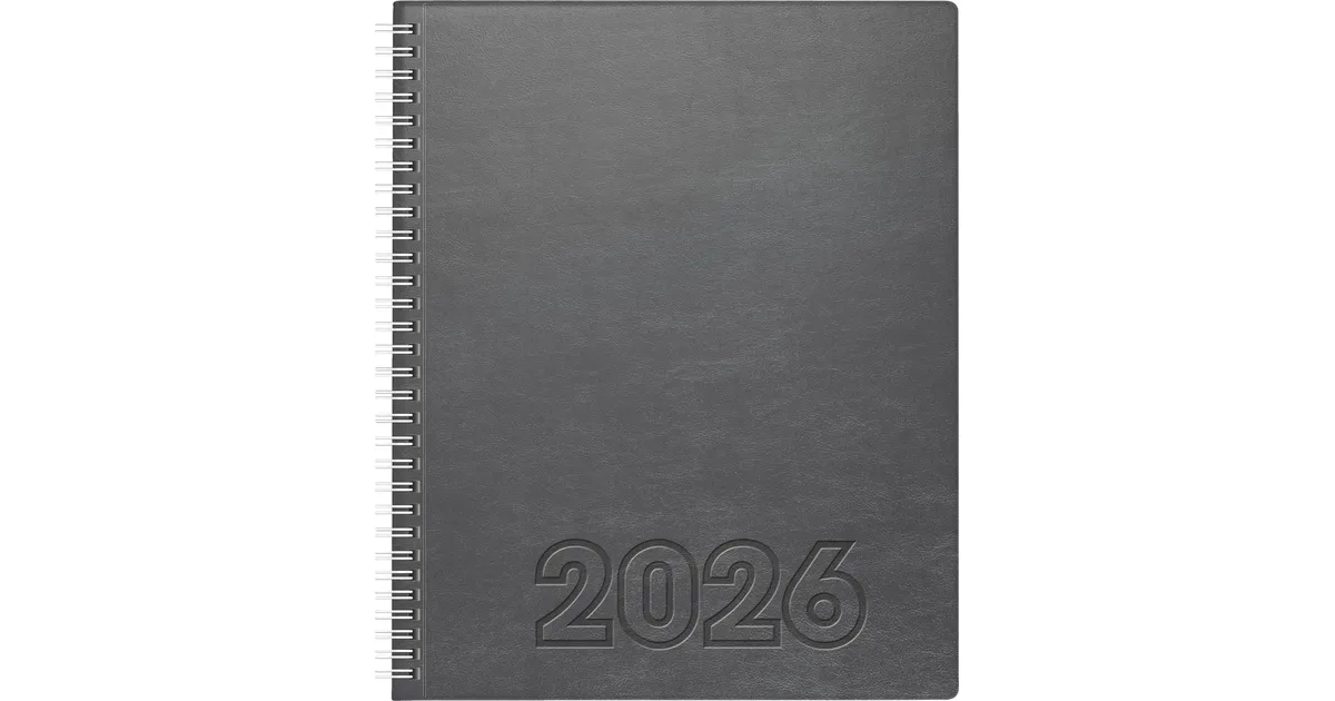 BRUNNEN Calendario De Libro Modelo Manager Wt 7 Weektimer (2025), 2 Páginas = 1 Semana, 210 × 260 Mm, 160 Páginas, Tapa Suave, Gris