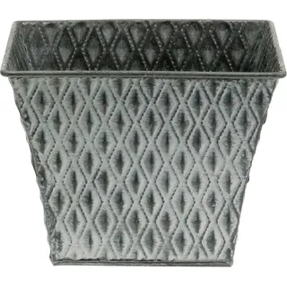 Zinktopf Rautenmuster Shabby-Chic Grau H15cm Dekoration - Grau
