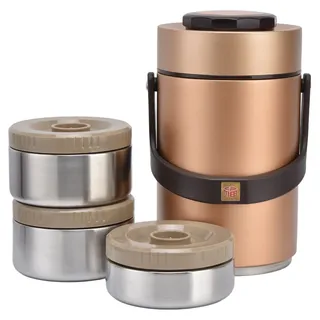 Rankomu 2.3L Thermobehälter für Essen, 3-lagig 304 Edelstahl Vakuum-isoliert Thermo Lunchbox, Essen Warmhaltebehälter für Arbeit, Reisen, Picknick & Camping (Gold)