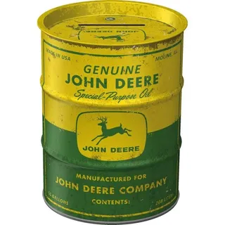 Nostalgic-Art Spardose 600 ml, John Deere Special Purpose Oil – Geschenk-Idee für Traktor-Fans, Sparschwein aus Metall, Vintage Blech-Sparbüchse