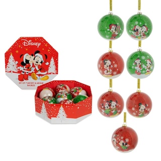 Mickey and Minnie Mouse Christmas Tree Baubles Decorations Set of 7