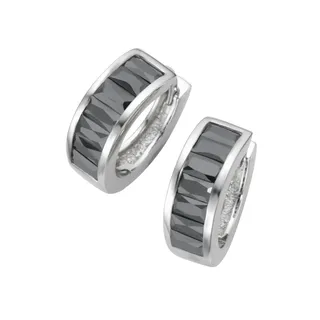 GIORGIO MARTELLO MILANO Paar Creolen »Klappcreolen mit schwarzen Zirkonia, Silber 925«, schwarz