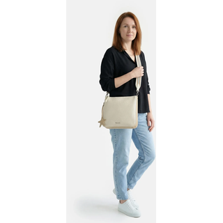 Umhängetasche TAMARIS "Umhängetasche TAS Kea", Damen, Gr. B/H/T: 28cm x 26cm x 4cm 0, beige (beige 400), Polyurethan, Taschen Umhängetasche