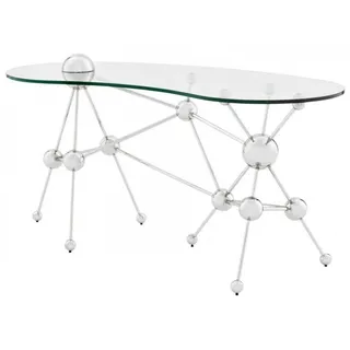 Casa Padrino Luxus Schreibtisch Astronomy im Art Deco Stil - Glas / Edelstahl vernickelt - 160 x 75 x 76 cm - Silber