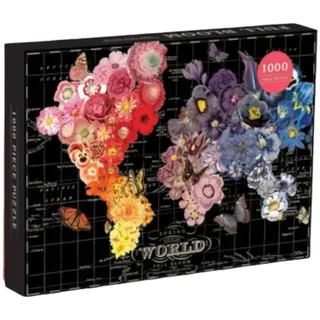 GALISON Puzzle Blühende Weltkarte 1000 Teile