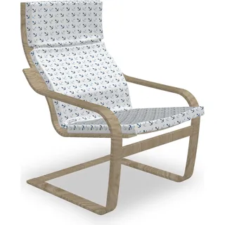 ABAKUHAUS Anker Poäng Sessel Polster, klassisches Meer, Sitzkissen mit Stuhlkissen mit Hakenschlaufe und Reißverschluss, Baby Blue Marine-Blau - Weiß