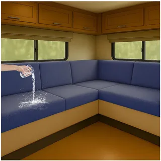 NNSMUN Stretch Bezüge für Wohnwagenpolster wasserdichte rutschfeste Sitzbezüge mit Kordelzug, Elastische Sofa Sitzkissenbezüge für Wohnmobil, Caravan, Innenbereich (Marineblau,L 95-130cm,W 40-65cm)