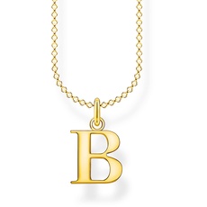 THOMAS SABO Damen Halskette mit dem Buchstaben B 925er Sterlingsilber 750er Gelbgold-Vergoldung, Länge: 38cm - 45cm, KE2011-413-39-L45V